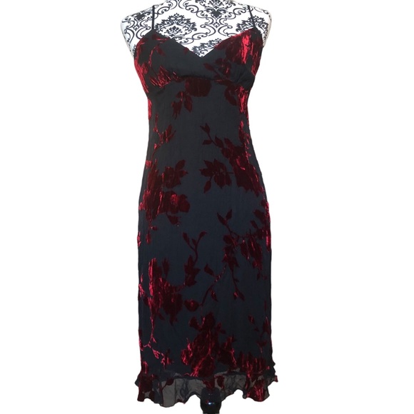 Vintage AXL silk blend red and black v-neck dress - Picture 2 of 15